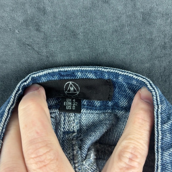 Missguided Denim Distressed Mini Skirt w/fringe and gold sequin details Sz 0 - Picture 4 of 7